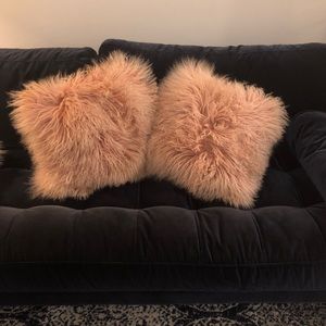 West Elm shearling pillows